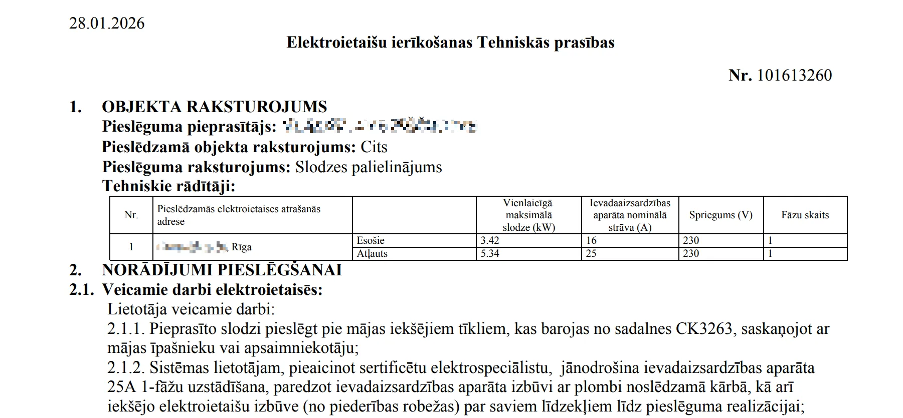 Slodžu aprēķins un jaudas saskaņošana ar Sadales Tīkls